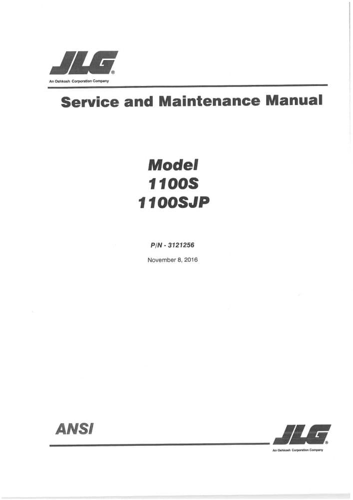 JLG Boom Lifts 1100S, 1100SJP Service Repair Workshop Manual
